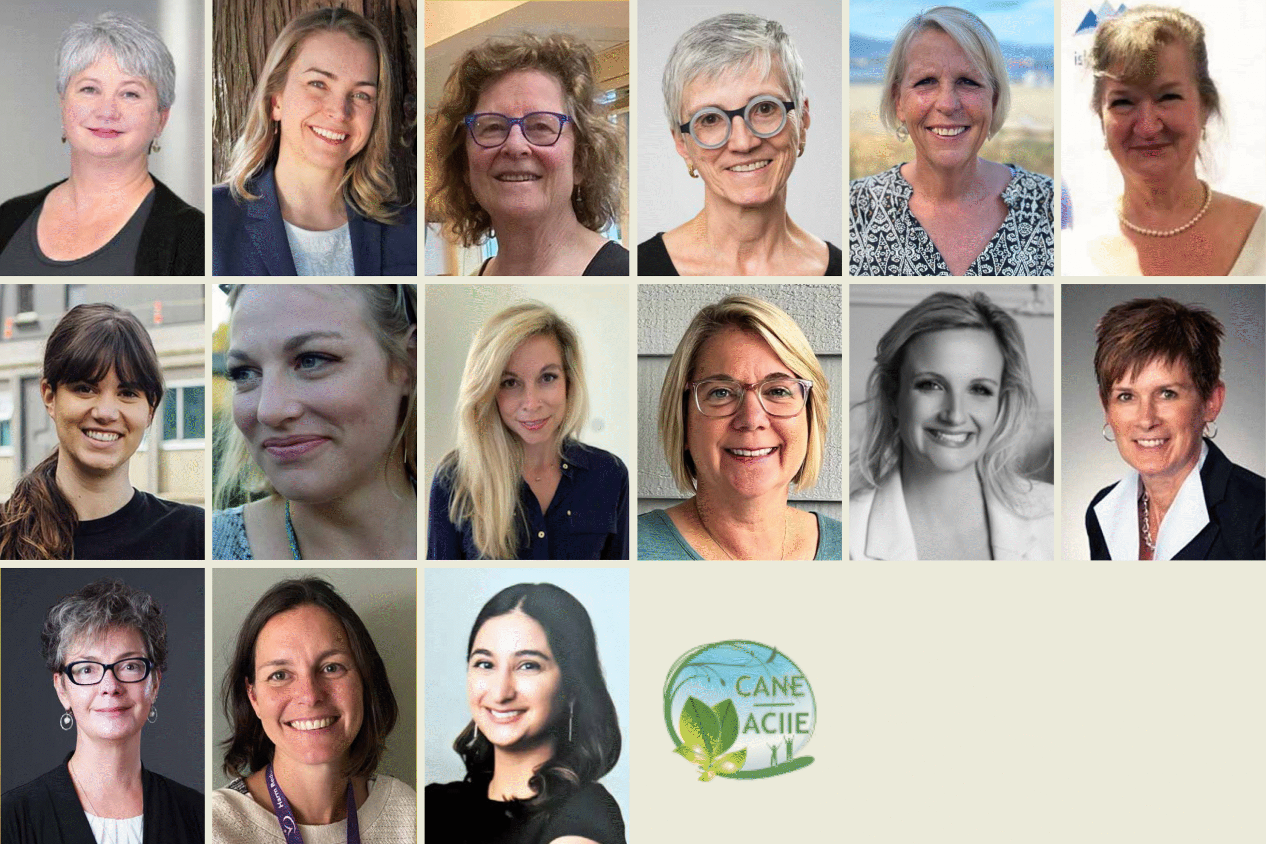Grid of profile images of 2023 award recipients: Lynn Guengerich, Lorraine Blackburn, Jane Slemon, Gerri Klein, Sandra B. Lauck, Teresa D. McFadyen, Carlin Patterson, Laurel Plewes, Ingrid Handlovsky, Elaine Veldman, Dr. Jennifer Krist, Barb Langlois, Lorelei Newton, Kristy Goosney, Rajveen Sharma, and the CANE logo to represent the award given to Agnes Black and Helen Boyd for Special Recognition in Planetary Health.